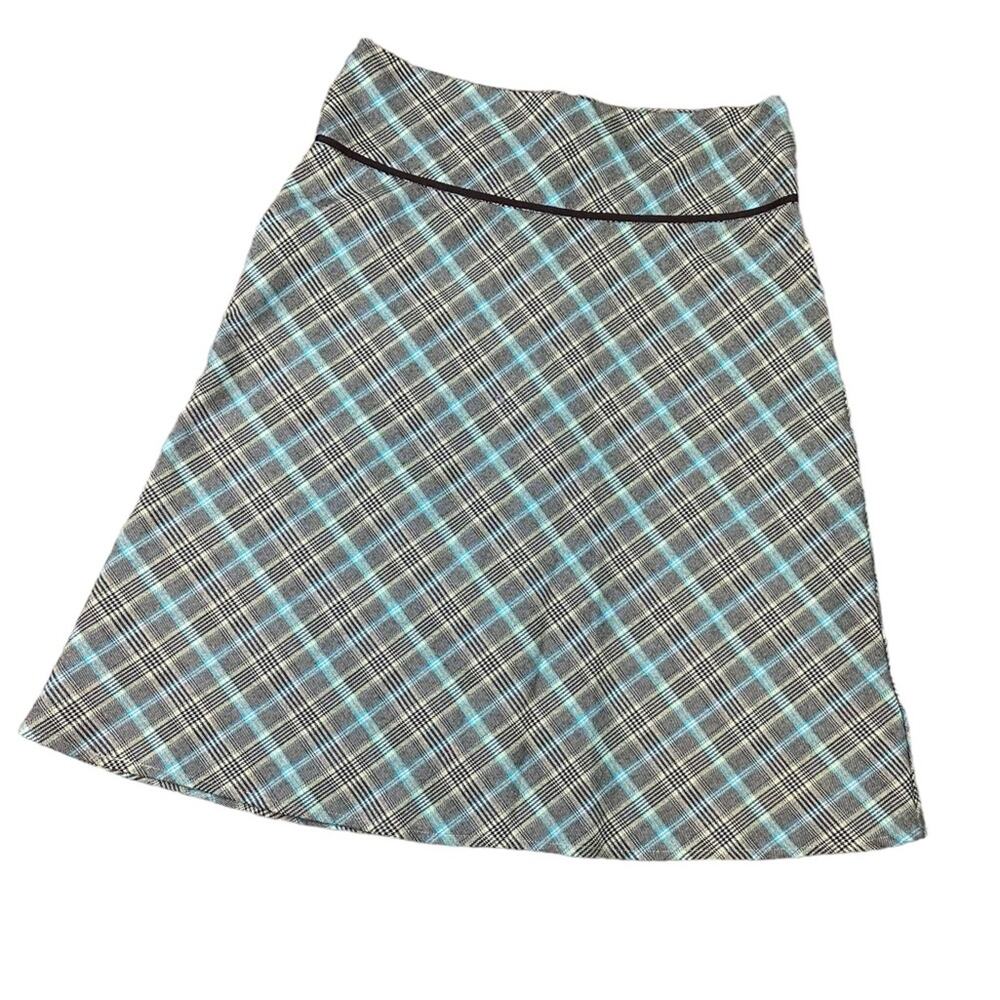 Light Academia Plaid Skirt Brown Blue Size 3 28 inch Tracy Evans Limited